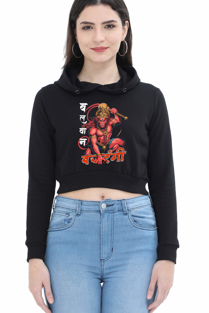 Hanuman DevoteeCrop Hoodies for Women Vastrdhamm