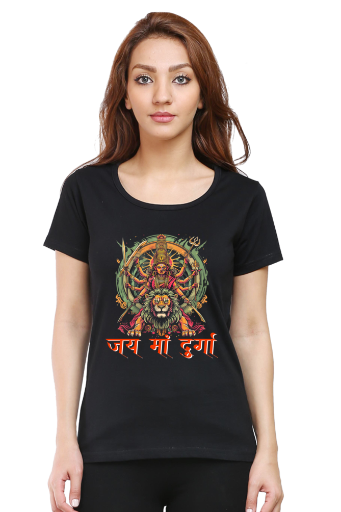 Maa Durga Victory Round Neck Half Sleeve Classic T-Shirts for Women Vastrdhamm