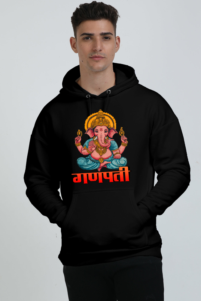 Jai Ganesha Victory Oversized Hooded Sweatshirt T-Shirts for Men Vastrdhamm