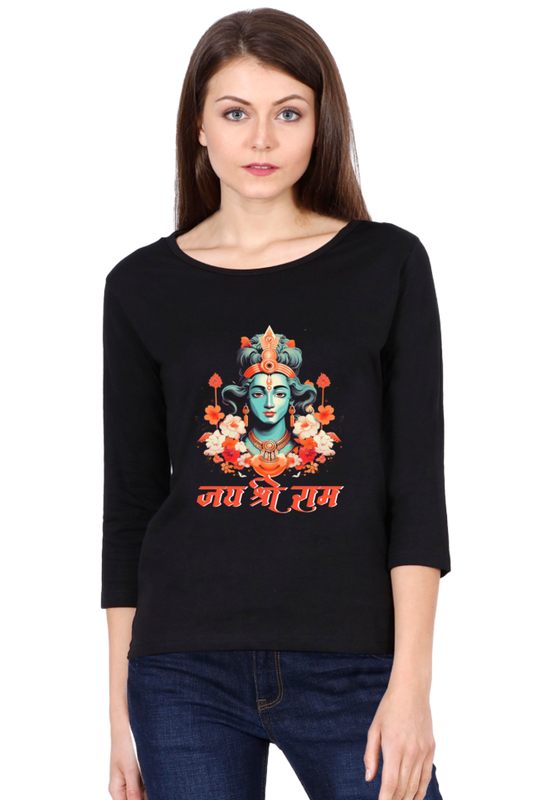 Ram Ji Vanvasi Round Neck Full Sleeve T-Shirts for Women Vastrdhamm