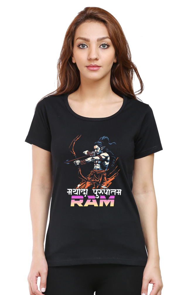 Ram Ji Ramayana Legacy Round Neck Half Sleeve Classic T-Shirts for Women Vastrdhamm