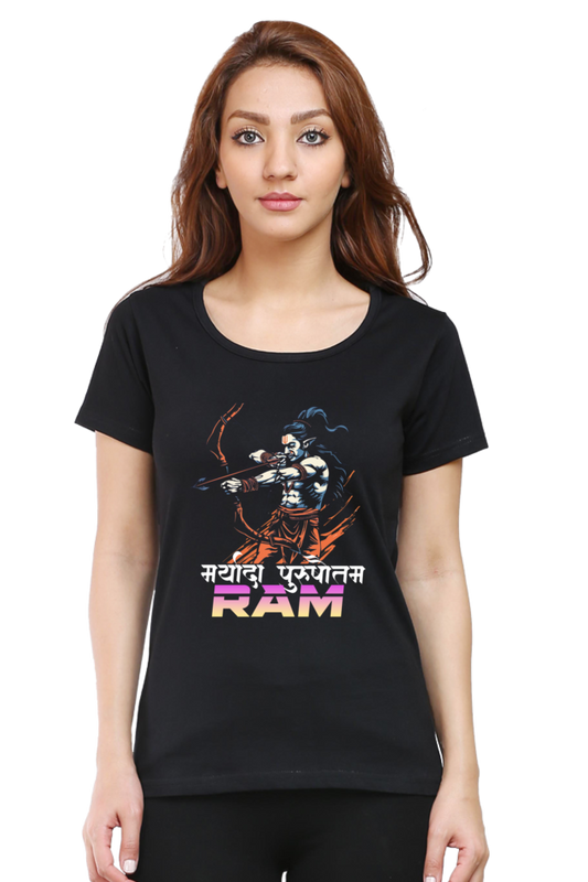 Ram Ji Ramayana Legacy Round Neck Half Sleeve Classic T-Shirts for Women Vastrdhamm