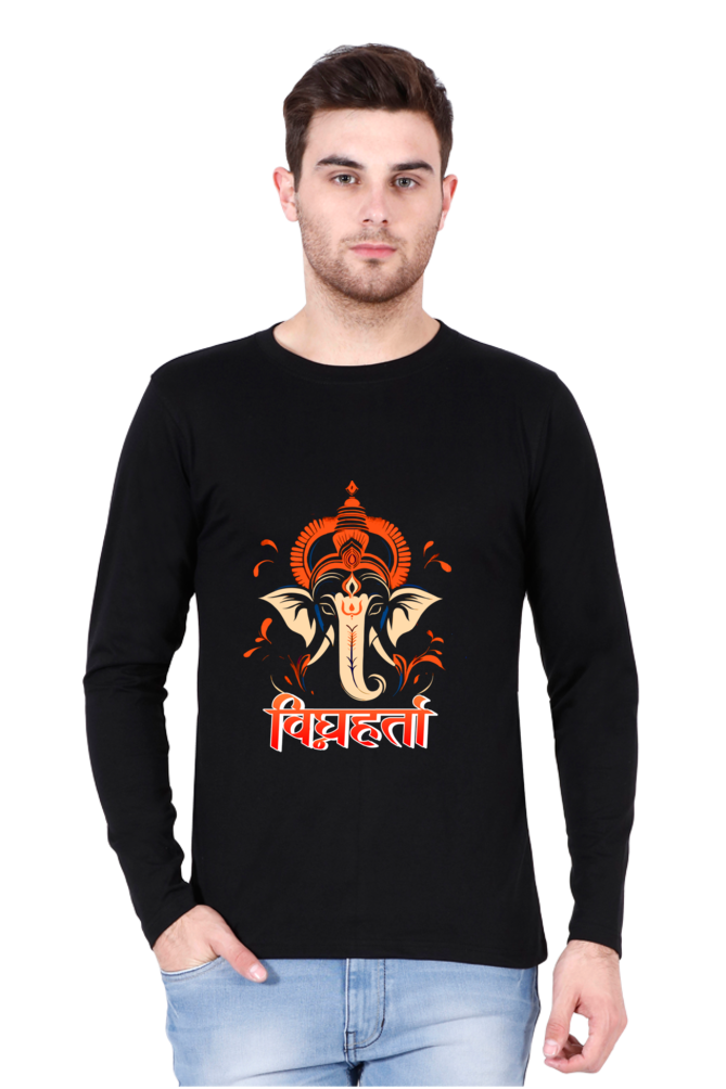 Jai Ganesha Spirit Round Neck Full Sleeve T-Shirts for Men Vastrdhamm