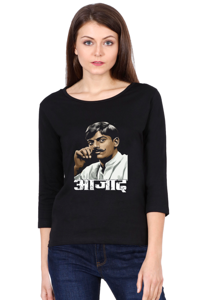 Chandra Shekhar Azad CourageRound Neck Full Sleeve T-Shirts for Women Vastrdhamm