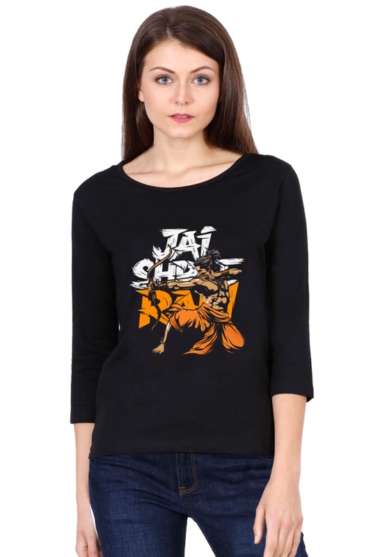 Ram Ji Dharma Protector Round Neck Full Sleeve T-Shirts for Women Vastrdhamm