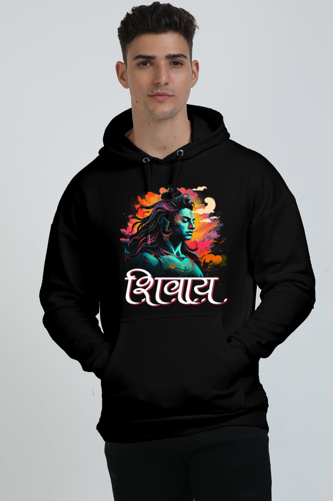 Shiv Ji Trishul Power Oversized Hooded Sweatshirt T-Shirts  for Men Vastrdhamm