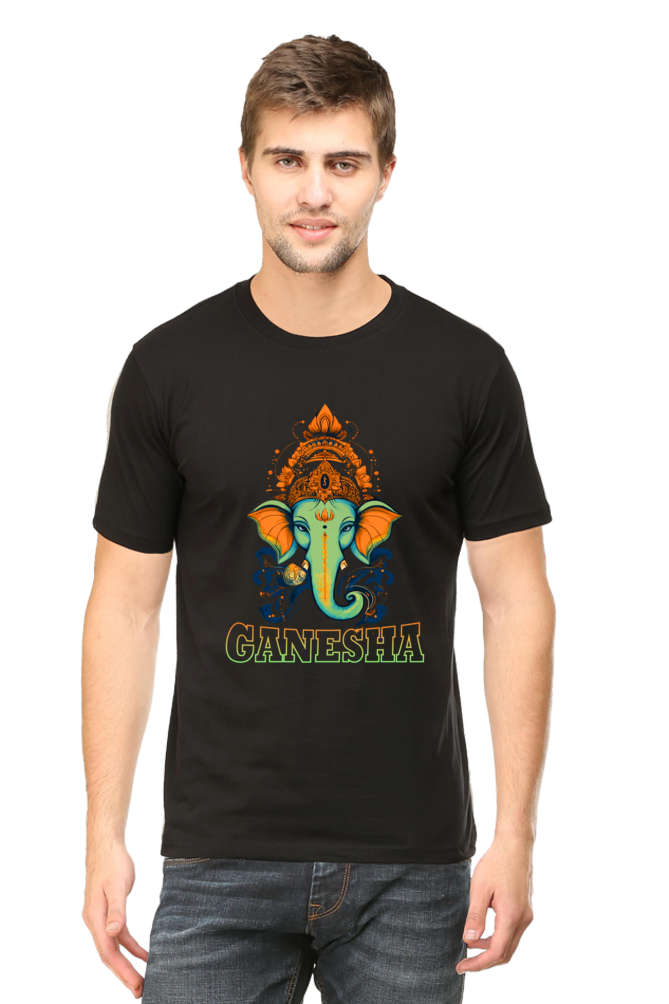 Jai Ganesha Glory Round Neck Half Sleeve Classic T-Shirts for Men Vastrdhamm