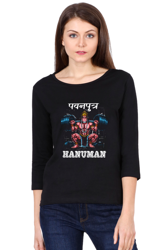 Hanuman StrengthRound Neck Full Sleeve T-Shirts for Women Vastrdhamm