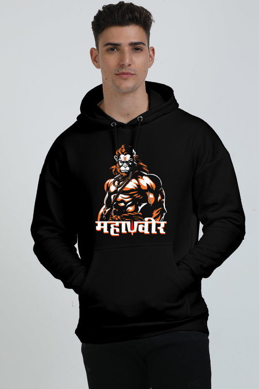 Hanuman Brave Heart Oversized Hooded Sweatshirt T-Shirts for Men Vastrdhamm