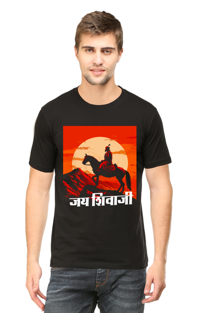 Shivaji Maharaj Protector Round Neck Half Sleeve Classic T-Shirts for Men Vastrdhamm