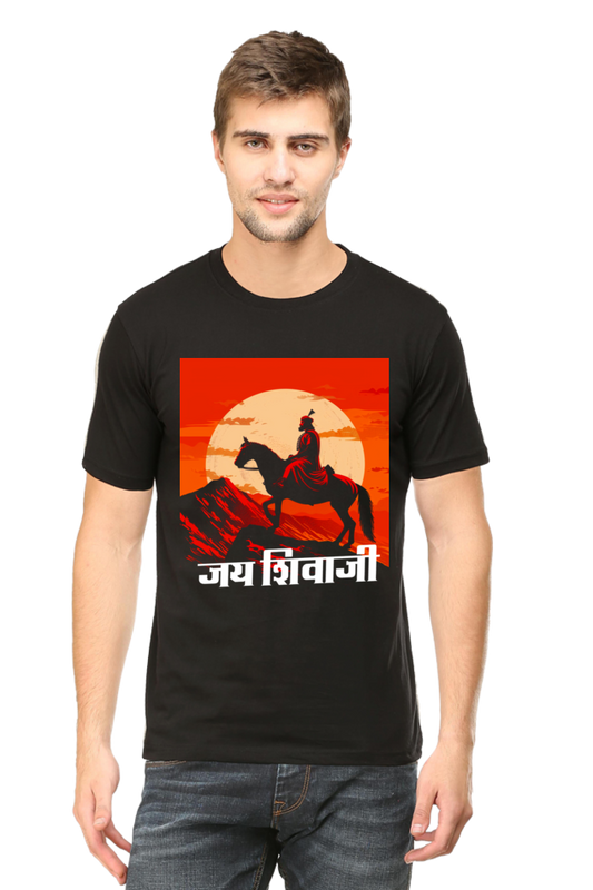 Shivaji Maharaj Protector Round Neck Half Sleeve Classic T-Shirts for Men Vastrdhamm