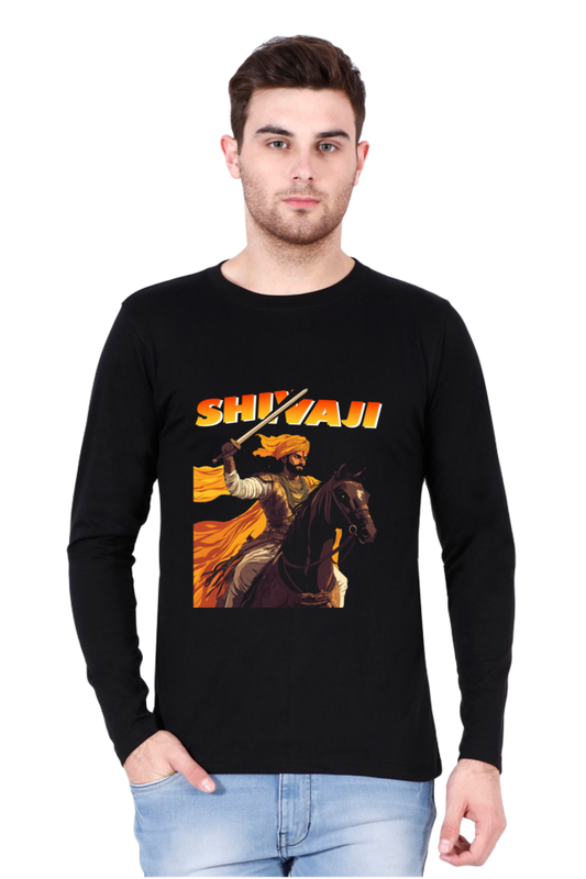 Shivaji Maharaj Warrior Spirit Round Neck Full Sleeve T-Shirts for Men Vastrdhamm