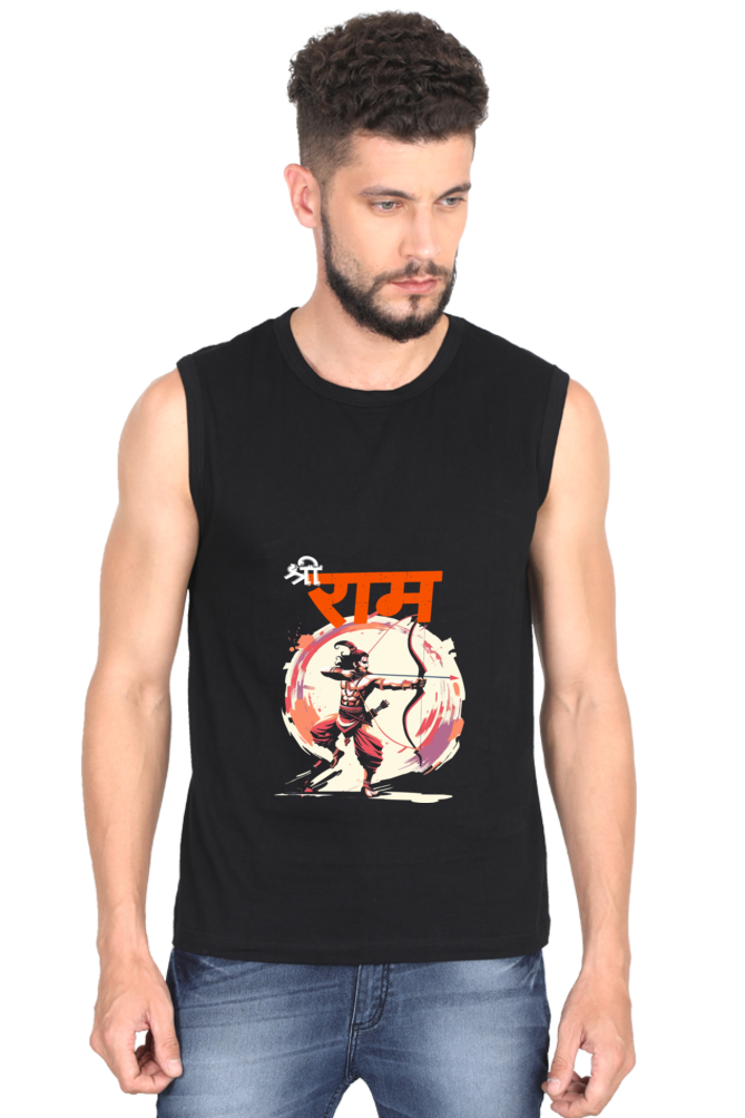 Ram Ji Eternal Dharma Round Neck Sleeveless T-Shirts  for Men Vastrdhamm