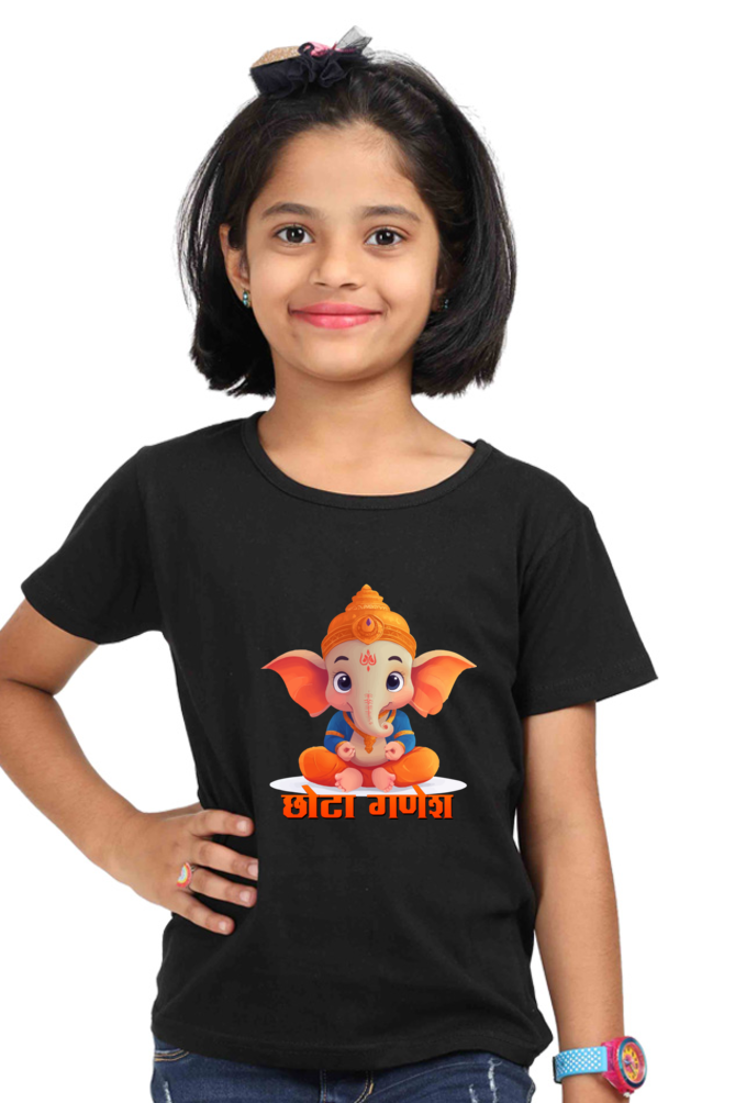 Jai Ganesha Spirit Round Neck Half Sleeve Classic T-Shirts for Girl Vastrdhamm