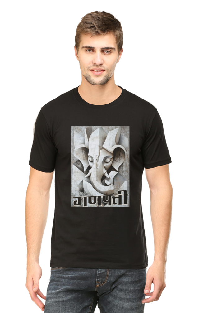 Ganesha Protector Round Neck Half Sleeve Classic T-Shirts for Men Vastrdhamm