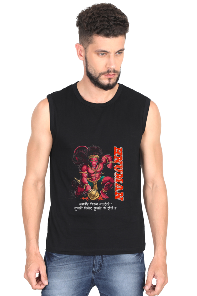 Hanuman Eternal Guardian Round Neck Sleeveless T-Shirts for Men Vastrdhamm