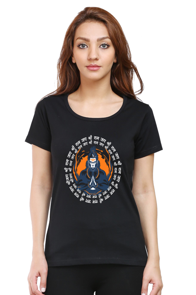 Hanuman Courage Round Neck Half Sleeve Classic T-Shirts for Women Vastrdhamm