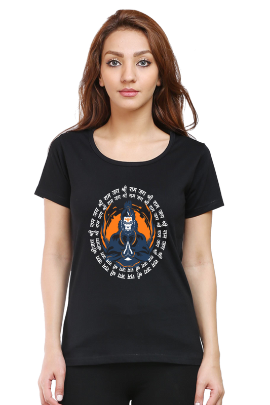 Hanuman Courage Round Neck Half Sleeve Classic T-Shirts for Women Vastrdhamm