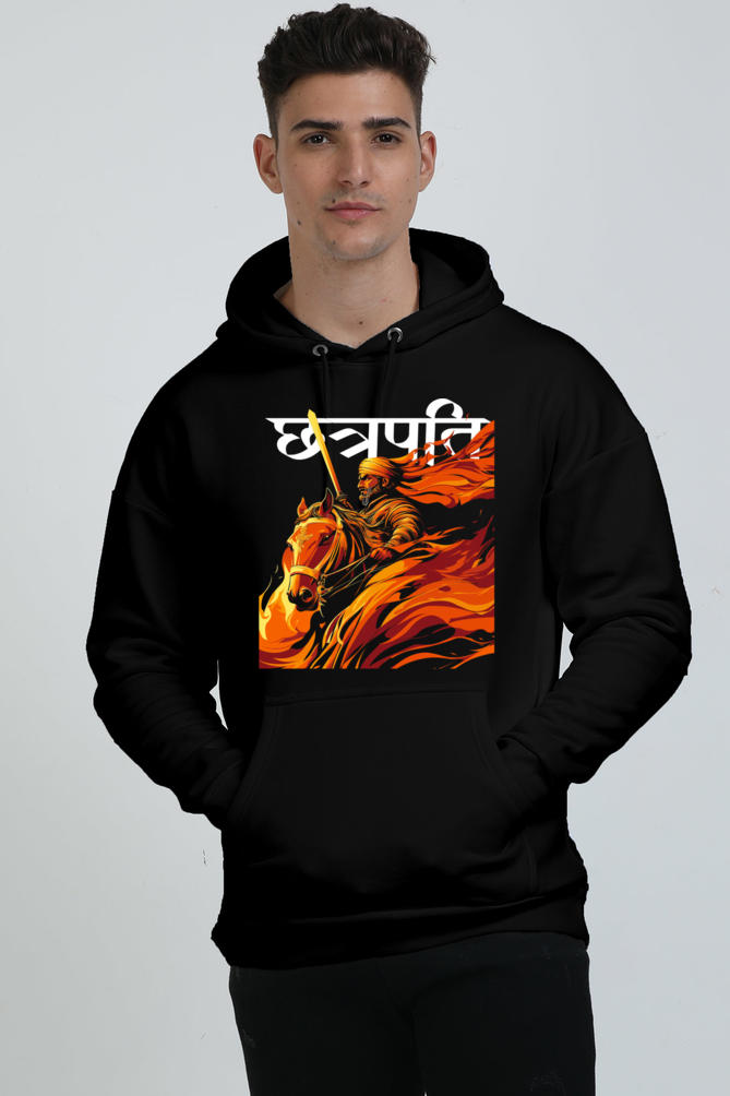 Shivaji Maharaj Valor Oversized Hooded Sweatshirt T-Shirts for Men Vastrdhamm