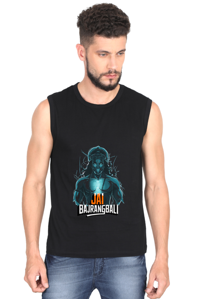 Hanuman Divine Faith Round Neck Sleeveless T-Shirts for Men Vastrdhamm