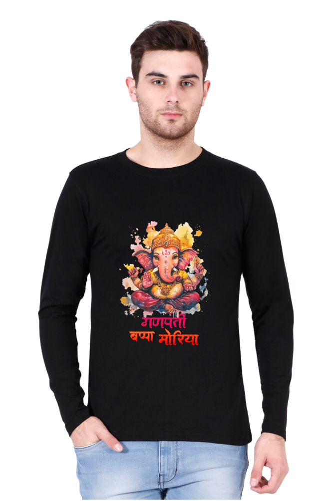 Ganesha Wisdom Round Neck Full Sleeve T-Shirts for Men Vastrdhamm