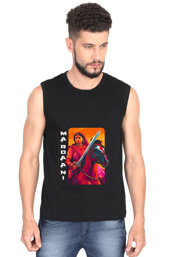 Lakshmi Bai Warrior Spirit Round Neck Sleeveless T-Shirts for Men Vastrdhamm