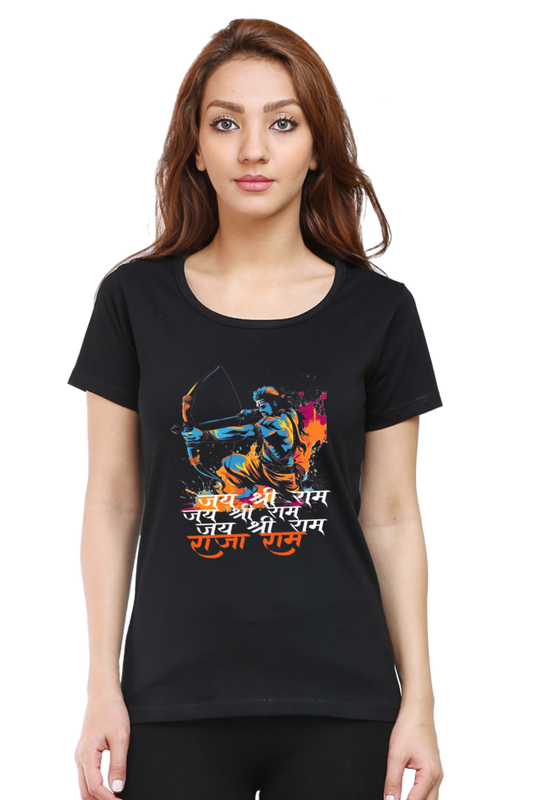 Ram Ji Sita Ram Round Neck Half Sleeve Classic T-Shirts for Women Vastrdhamm