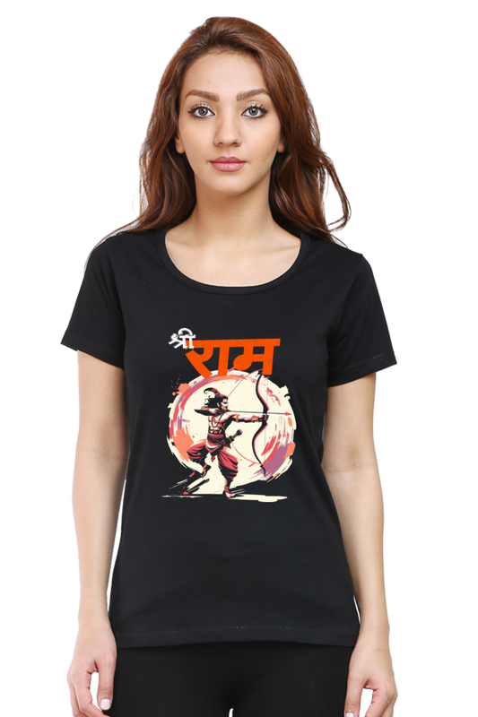 Ram Ji Eternal Dharma Round Neck Half Sleeve Classic T-Shirts for Women Vastrdhamm