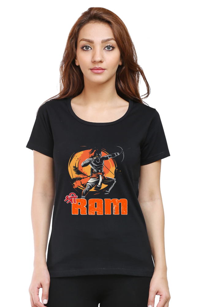 Ram Ji Ayodhya Pride Round Neck Half Sleeve Classic T-Shirts for Women Vastrdhamm