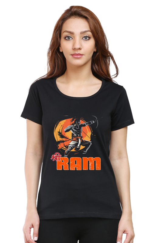 Ram Ji Ayodhya Pride Round Neck Half Sleeve Classic T-Shirts for Women Vastrdhamm