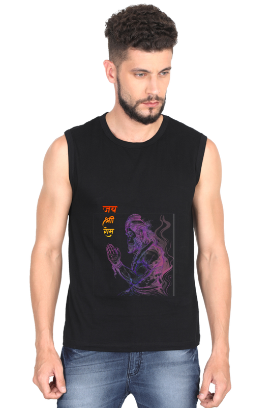 Hanuman Valor Round Neck Sleeveless T-Shirts for Men Vastrdhamm