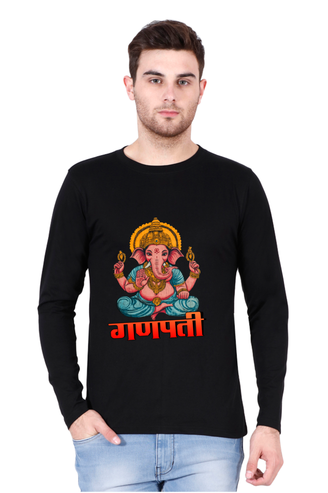 Jai Ganesha Victory Round Neck Full Sleeve T-Shirts for Men Vastrdhamm