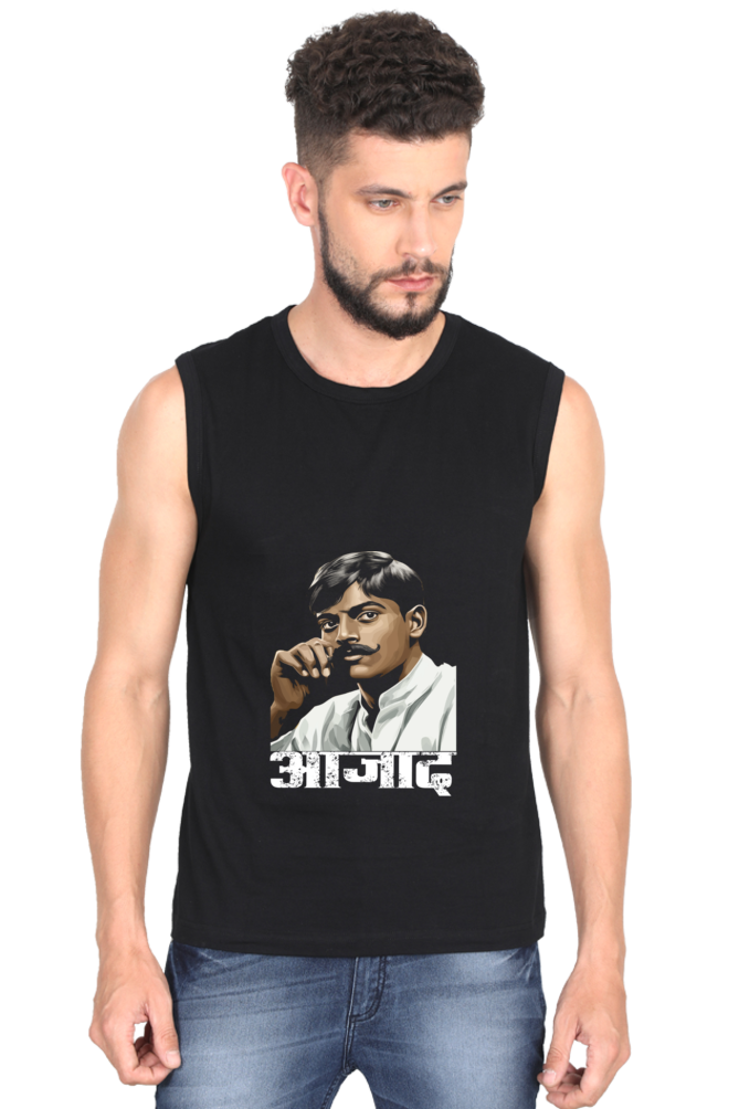 Chandra Shekhar Azad Courage Round Neck Sleeveless T-Shirts for Men Vastrdhamm