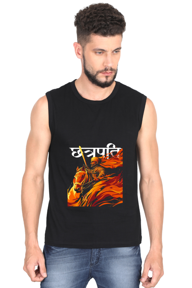 Shivaji Maharaj Valor Round Neck Sleeveless T-Shirts for Men Vastrdhamm