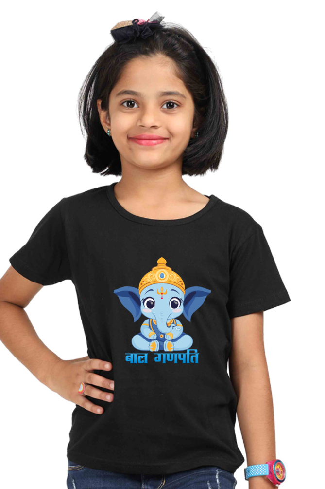 Jai Ganesha Power Round Neck Half Sleeve Classic T-Shirts for Girl Vastrdhamm