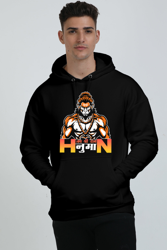 Hanuman Divine Ascendancy Oversized Hooded Sweatshirt T-Shirts for Men Vastrdhamm