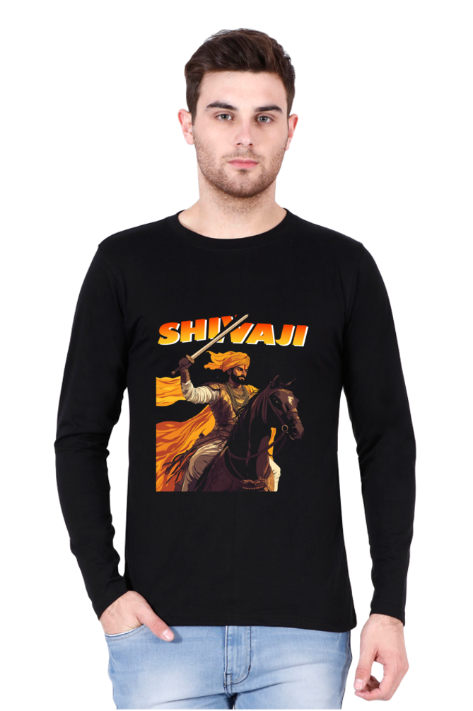 Shivaji Maharaj Warrior Spirit Round Neck Full Sleeve T-Shirts for Men Vastrdhamm