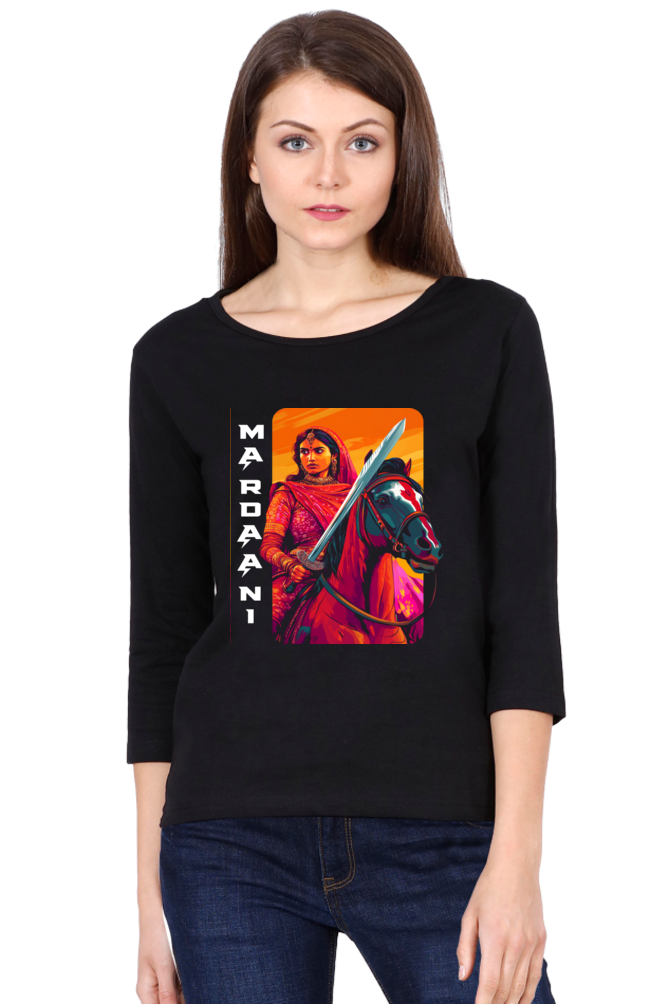 Lakshmi Bai Warrior SpiritRound Neck Full Sleeve T-Shirts for Women Vastrdhamm