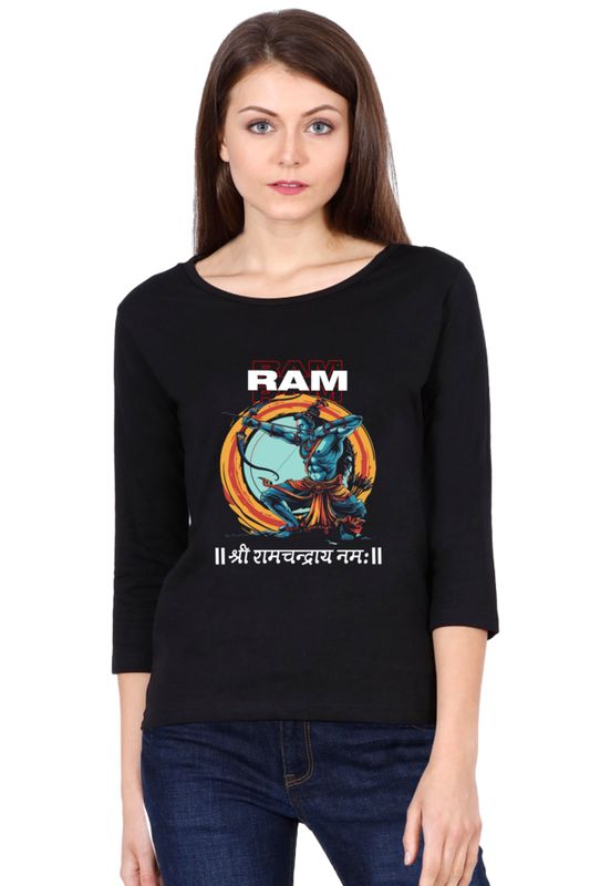 Ram Ji Victory Round Neck Full Sleeve T-Shirts for Women Vastrdhamm