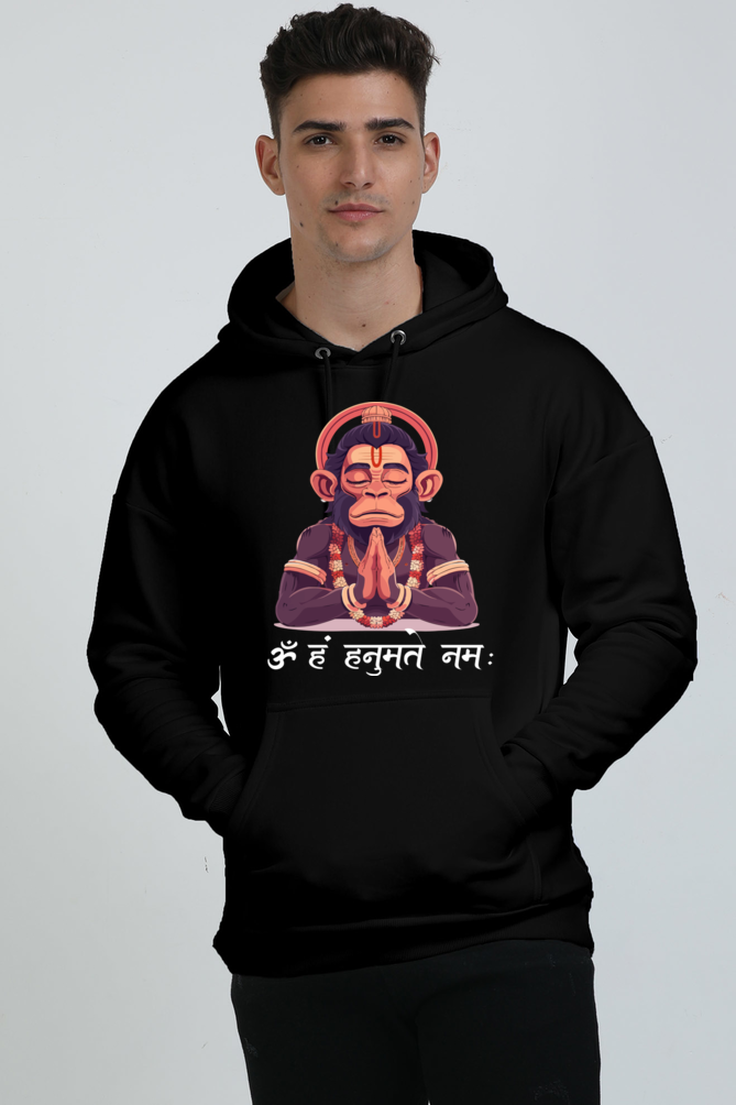 Hanuman Motivational Oversized Hooded Sweatshirt T-Shirts for Men Vastrdhamm