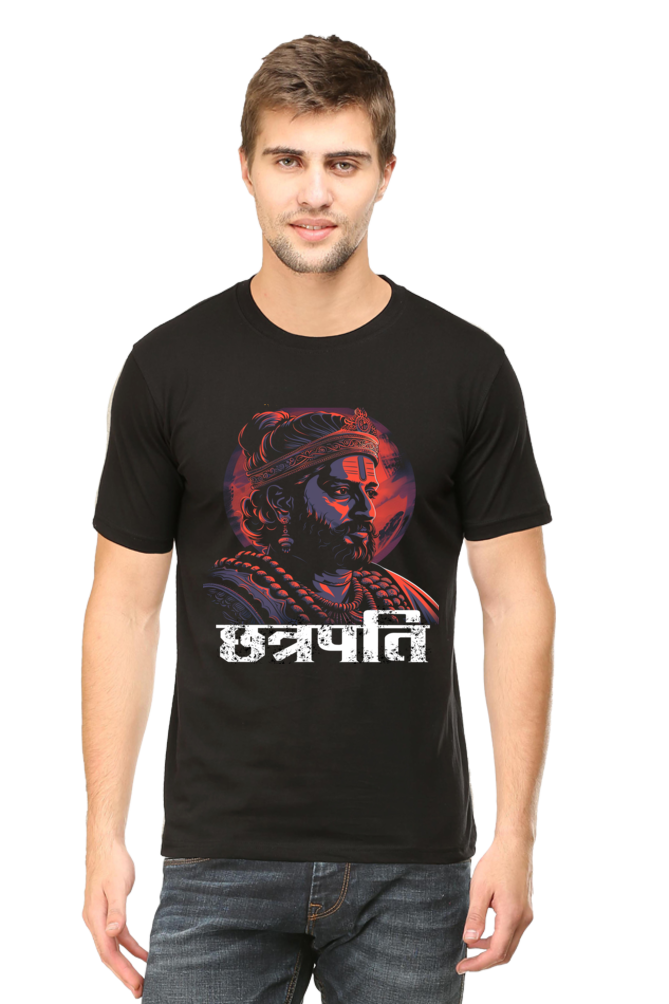 Shivaji Maharaj Courage Round Neck Half Sleeve Classic T-Shirts for Men Vastrdhamm