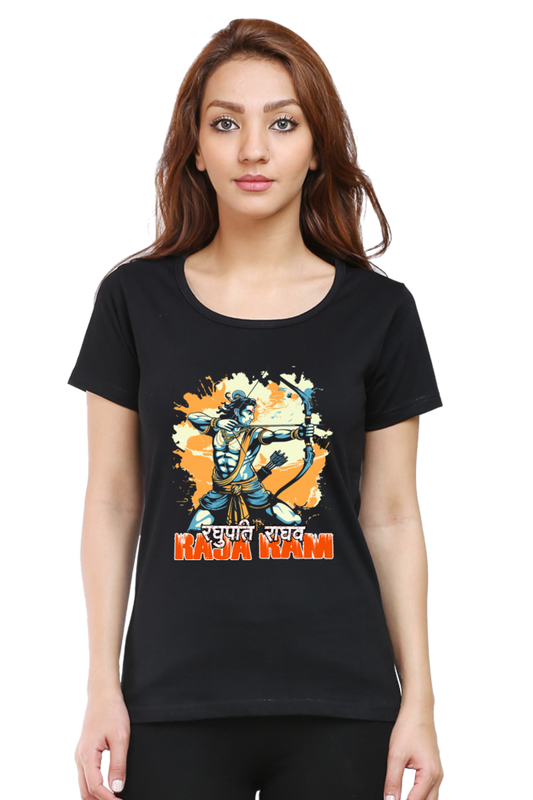 Ram Ji Warrior Spirit Round Neck Half Sleeve Classic T-Shirts for Women Vastrdhamm