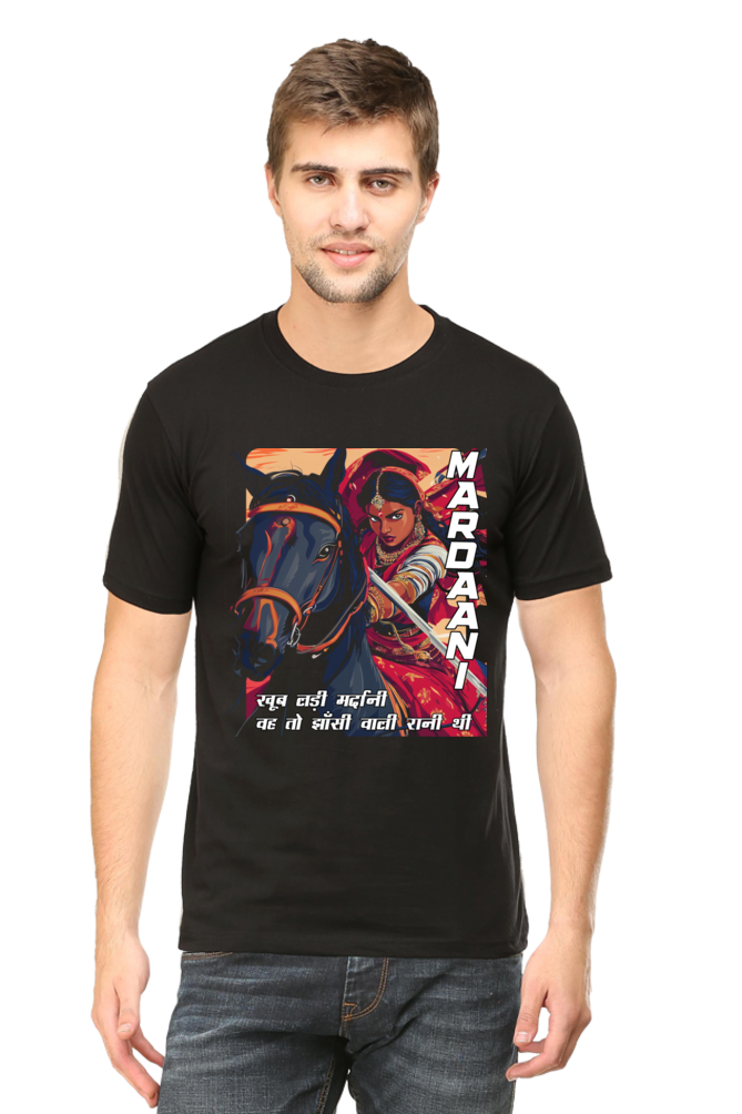 Lakshmi Bai Courage Unleashed Round Neck Half Sleeve Classic T-Shirts for Men Vastrdhamm