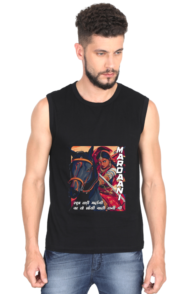 Lakshmi Bai Courage Unleashed Round Neck Sleeveless T-Shirts for Men Vastrdhamm