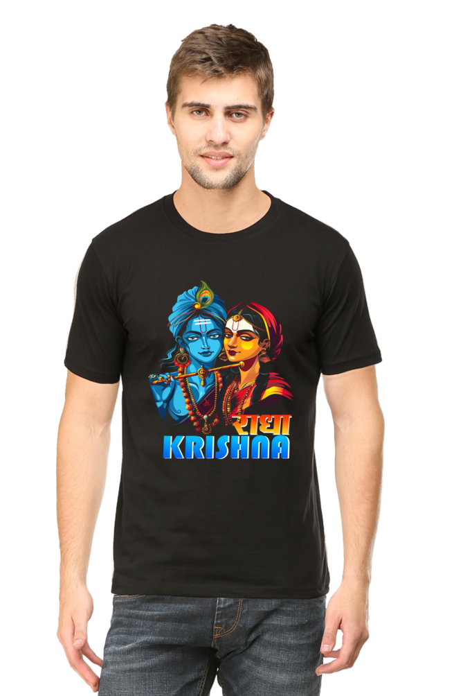 Shree Krishan Divine Love Round Neck Half Sleeve Classic T-Shirts for Men Vastrdhamm