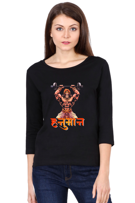 Hanuman FearlessRound Neck Full Sleeve T-Shirts for Women Vastrdhamm