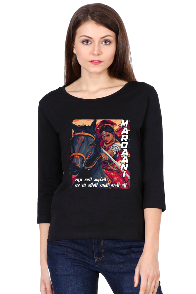 Lakshmi Bai Regal StrengthRound Neck Full Sleeve T-Shirts for Women Vastrdhamm