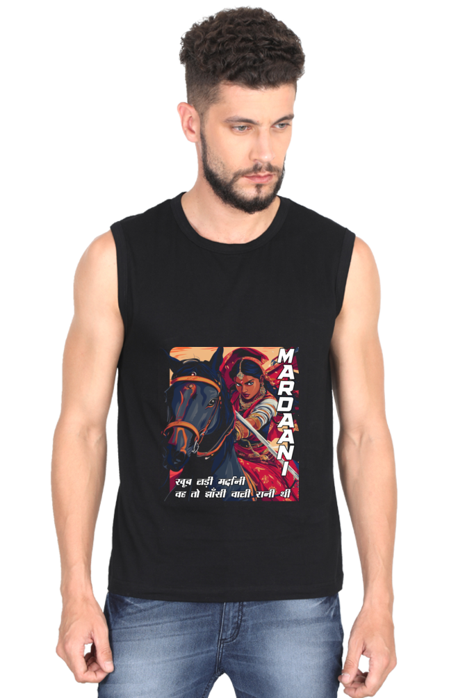 Lakshmi Bai Courage Unleashed Round Neck Sleeveless T-Shirts for Men Vastrdhamm