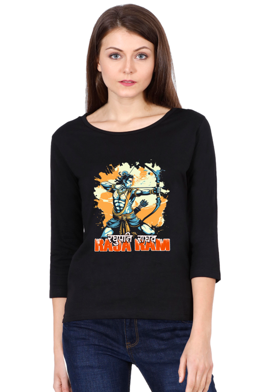 Ram Ji Warrior Spirit Round Neck Full Sleeve T-Shirts for Women Vastrdhamm