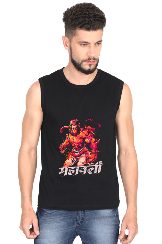 Hanuman Devotional Spirit Round Neck Sleeveless T-Shirts for Men Vastrdhamm